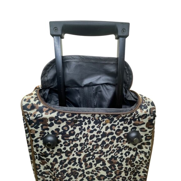 Global Tour Brown Leopard Print Travel Luggage With Zippered Rolling Duffel Bag - Picture 10 of 12